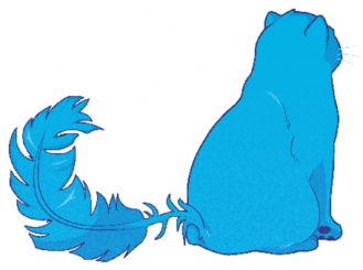 Backpose of the Blue Cat with a quill-shaped tail